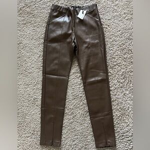 Brown faux leather skinny pants
